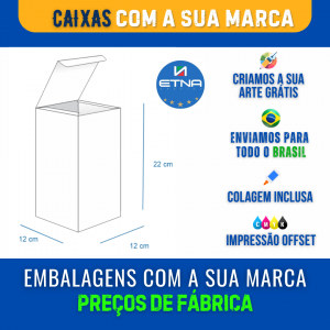 Caixa G - 12x22x12 cm Caixa 12x22x12 cm (LxAxP) CMYK/Pantone Impressão Offset Corte/Colagem 495x434 mm