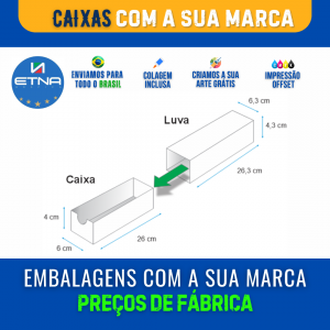 Caixa G - 26,3x4,3x6,3 cm Caixa 26,3x4,3x6,3 cm (LxAxP) CMYK/Pantone Impressão Offset Corte/Colagem 372x460 mm