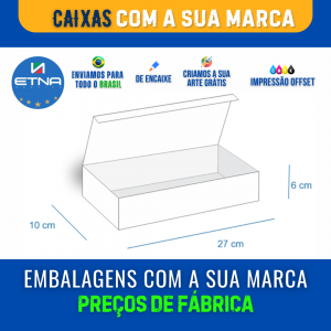 Caixa G - 27x6x10 cm Caixa 27x6x10 cm (LxAxP) CMYK/Pantone Impressão Offset Corte/Colagem 390x351 mm Aberta