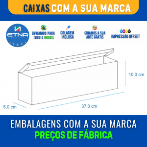 Caixa G - 37x10x5 cm Caixa 37x10x5 cm (LxAxP) CMYK/Pantone Impressão Offset Corte/Colagem 470x320 mm Aberta