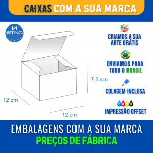 Caixa M - 12x7,5x12 cm Caixa 12x7,5x12 cm (LxAxP) CMYK/Pantone Impressão Offset Corte/Colagem 500x292 mm Aberta