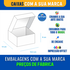 Caixa M - 16,5x8x14 cm Caixa 16,5x8x14 cm (LxAxP) CMYK/Pantone Impressão Offset Corte/Encaixe 481x320 mm Aberta