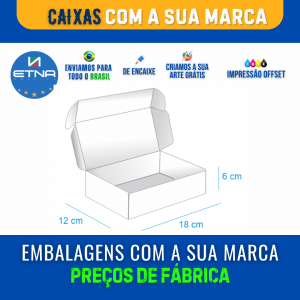 Caixa M - 18X6X12cm Caixa 18X6X12cm (LxAxP) CMYK/Pantone Impressão Offset Corte/Encaixe 427X421 mm Aberta