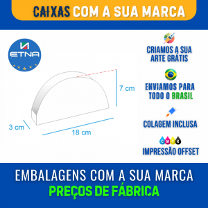 Caixa M - 18x7x3 cm Caixa 18x7x3 cm (LxAxP) CMYK/Pantone Impressão Offset Corte/Encaixe 240x170 mm Aberta