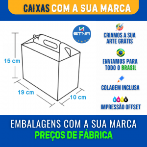 Caixa M - 19x15x10 cm Caixa 19x15x10 cm (LxAxP) CMYK/Pantone Impressão Offset Corte/Colagem 600x297 mm Aberta