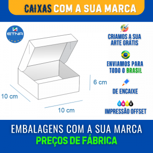 Caixa P - 10x6x10 cm Caixa 10x6x10 cm (LxAxP) CMYK/Pantone Impressão Offset Corte/Encaixe 351x220 mm Aberta