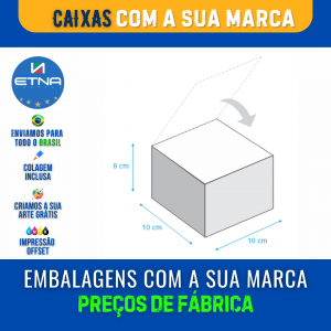 Caixa P - 10x8x10 cm Caixa 10x8x10 cm (LxAxP) CMYK/Pantone Impressão Offset Corte/Colagem 410x260 mm Aberta