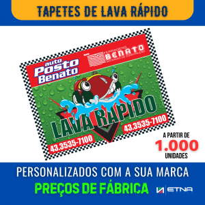 Tapetes Lava Jato Tapete Lava Jato 40 x 50 cm CMYK/Pantone Impressão Offset Corte Reto Impresso 1 lado